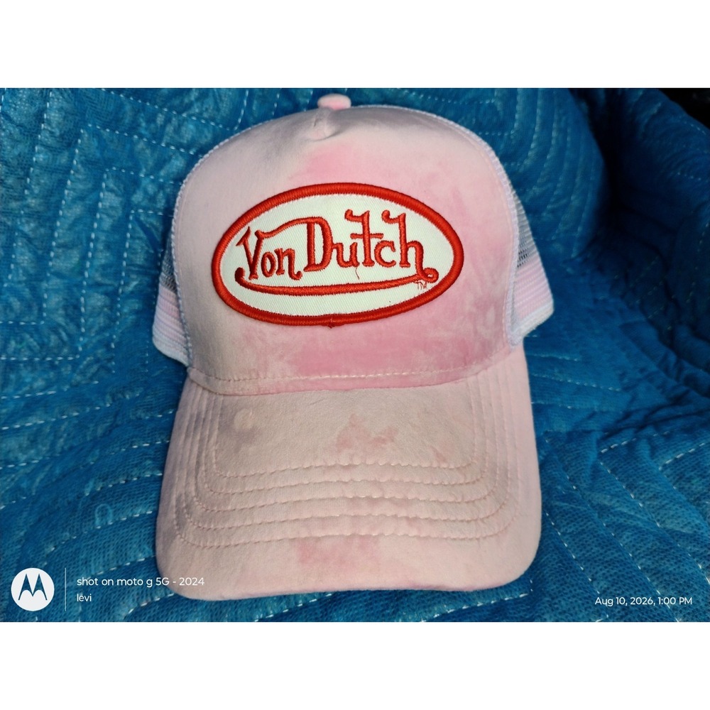 Von Dutch Pink Mesh Trucker Hat Adjustable One Size 100% Polyester Women